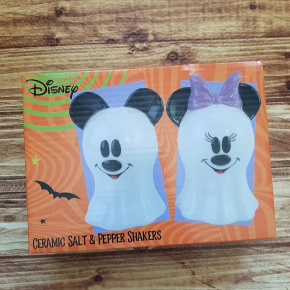 Disney Mickey Minnie Mouse Ghost Salt & Pepper Shakers Halloween - Picture 3 of 8